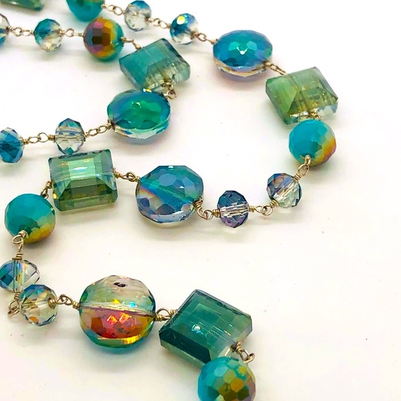 Gorgeous Vintage 925 Aurora Borealis Crystal Bead Necklace - Picture 13 of 17